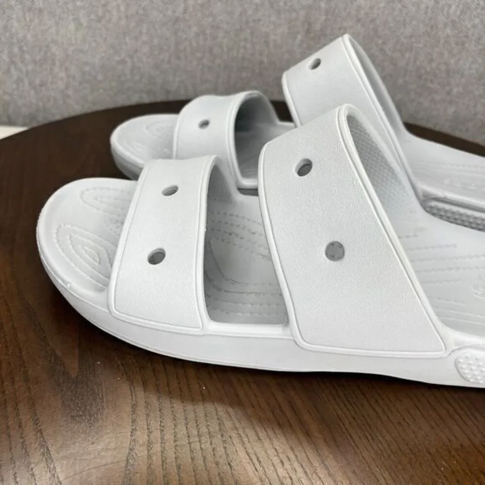 Crocs Sandals Men's Size 10 Gray Iconic Comfort 2 Strap Slip On Slide Beach Pool
